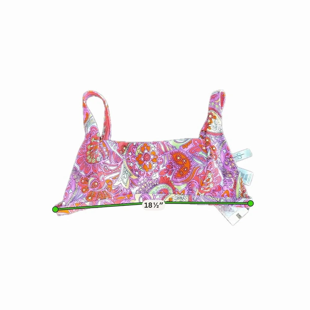 $56 Jessica Simpson Women's Standard Print Bikini Top Orange Pink  Size XL NWT